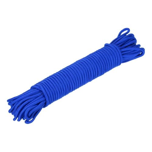 Image of sourcing map Polypropylene Rope Braid Cord 30M/98.5ft 8mm Dia Blue for Indoor Outdoor Camping Clothes Line