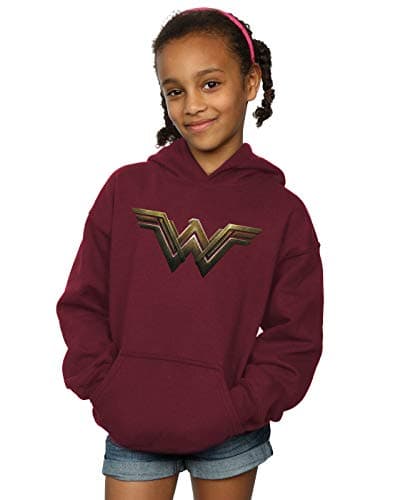 Image of Absolute Cult DC Comics Girls Wonder Woman Logo Hoodie Burgundy 9-11 Years
