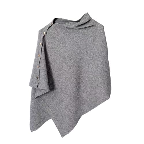 Image of Makroyl Women's Button Multiway Ponchos Shawl Wrap Knitted Shawl Cashmere Feel Wrap Versatile Cardigan Cape Scarf for Winter (Light-Grey)