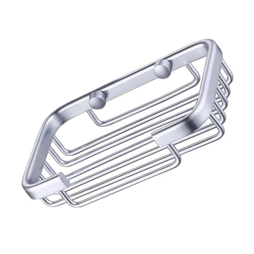 Image of TOYANDONA Aluminium Holder and with Dish Easy Strong Construction Soap to Use Design, Silver Practical Storage Basket for Kitchen and Counter Top Cosmetics for Bathroom Accessories