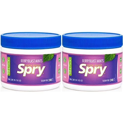 Image of Spry Xylitol Berry Blast Mints Sugar Free Candy - Promote Oral Health, Increase Saliva Production, Stop Bad Breath, Non-GMO, Gluten-Free, 240 Count (Pack of 2)