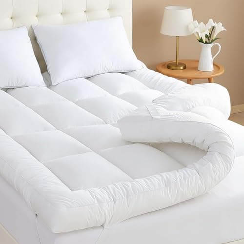Image of SM Decor Mattress Topper Double Bed (4 Inch/10 cm) Extra Deep Hotel Quality, Soft Supportive Breathable Comfortable Quilted Mattress Topper With Easy Fit Elasticated Straps (Double)