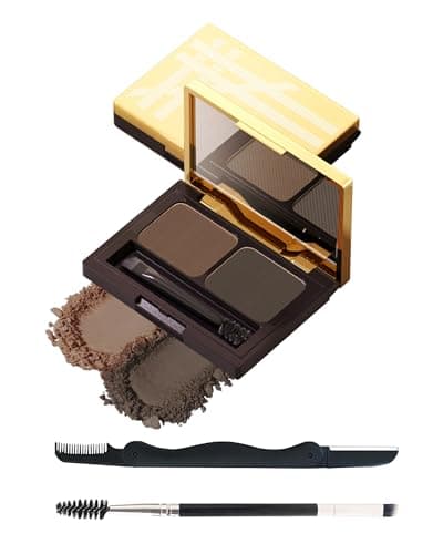 Image of Eyebrow Powder Makeup Kit,2 Colors Waterproof Long Lasting Natural Brown/Grey Eye Brow Tinting Powder Palette,Professional Eyebrow Filler Contour Gifts for Women with Mirror Brow Brush & Razor-Set 02#