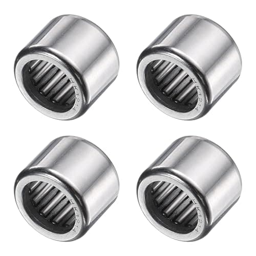 Image of sourcing map 4 Pcs Needle Roller Bearings, HK1214 Bore 12mm OD 18mm 14mm Width Steel Track Roller Bearings Open End for Mower, Lawn Tractor, Automotive