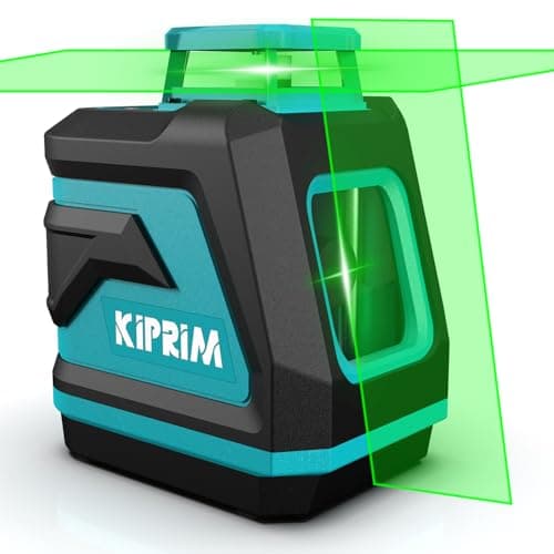 Image of Kiprim Green Laser Level LV8D with Enhanced Visibility,5 Laser Lines,Adjustable Brightness,Manual/Self Leveling/Pulse Mode,Batteries and Carrying Pouch Included