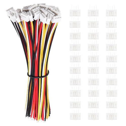 Image of Lyeteung 30 Sets Mini Micro JST 2.0 PH 4 Pin Connector Plug Male with 150mm 22AWG Cable & Female Connector