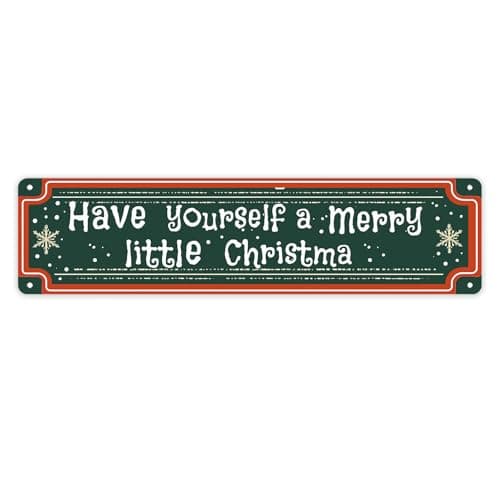 Image of Have Yourself a Merry Little Christmas Metal Sign Christmas Party Sign Wall Decor for Home Cafe Kitchen Front Door Patio Porch Party Wall Art Plaque 4x16 inch