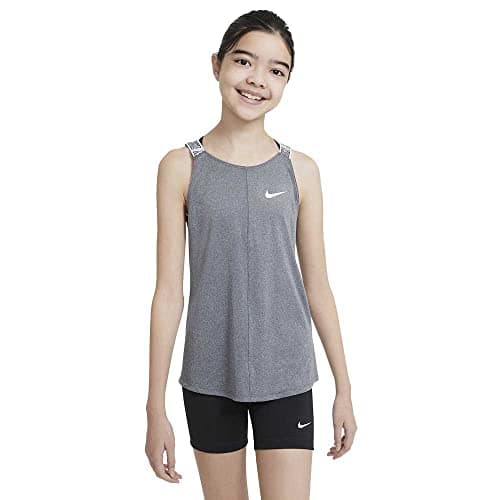 Image of Nike DA0913-032 G NK Dry Tank ELASTIKA Vest Girls Black Heather/(White) XL