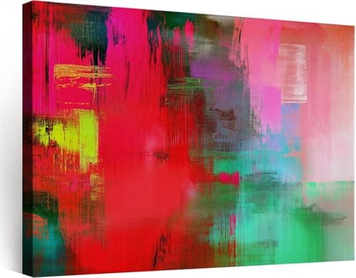 Image of Wooden Framed Canvas Wall Art Abstract Colour Blocks Creative Painting on Canvas Prints Morden Wall Artwork Pictures for Living Room Bedroom Restaurant Office Wall Decoration Multicolour 40 x 30 cm
