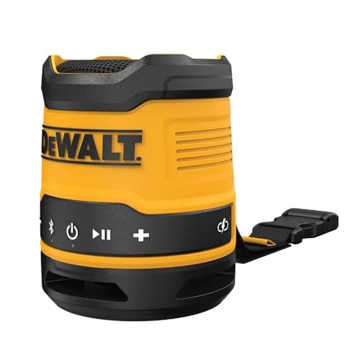 Image of DeWalt DCR009 USB Rechargeable Compact Bluetooth Speaker, Black/Yellow, Bare Unit
