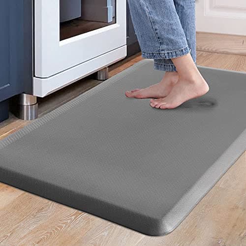 Image of Carvapet Non Slip Kitchen Mat Anti Fatigue Standing Mats Cushioned Comfort Kitchen Floor Mats PVC Waterproof Runner Rug for Standing Desk, Kitchen, Office (Grey,44x70cm)