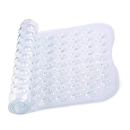 Image of MOONLIGHT20015 Shower Bath Mat Non Slip Anti Mould & Mildew with Strong Suction Cups Grip and Drain Holes Soft Rubber Shower Mats - PVC Bathroom Mat Machine Washable (70x38cm, Clear)