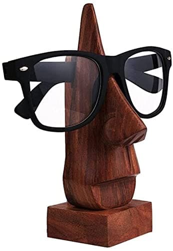 Image of raajsee Glasses Stand Classic Hand Carved Rosewood Nose-Shaped Wooden Glasses Holder For Men Eyeglass Spectacle/ Eyewear Display Holder Stand Decorative for home and office, Christams Gift 6 inch