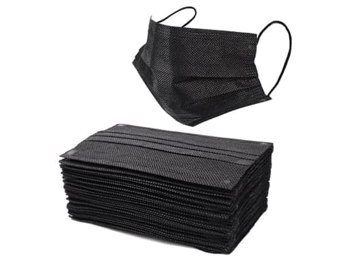Image of Meta Furniture 100 pks Disposable Face Masks – 3 Layer Breathable face mask with strong Elastic Ear loops (Black)