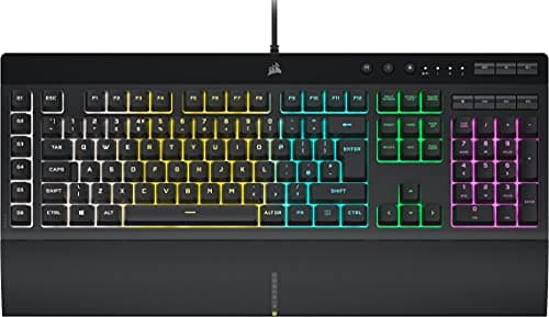 Image of CORSAIR K55 RGB PRO Membrane Wired Gaming Keyboard – IP42 Dust and Spill-Resistant – 6 Macro Keys with Elgato Integration – iCUE Compatible – QWERTY UK – PC, Mac, Xbox – Black