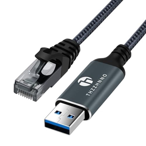 Image of Thzzhnno USB to Ethernet Adapter 2M, USB 3.0 A to RJ45 Male Cable Directly Connected Gigabit LAN Network, Compatible with Laptop, PC, MacBook, Switch, Windows, macOS, Linux