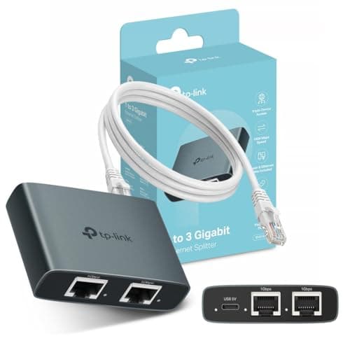 Image of NEW TP-Link EH310 Ethernet Splitter, 1 to 3 Gigabit Network Switch,1000Mbps High-Speed Ethernet Switch,Plug and Play,LAN RJ45 Internet Splitter with Ethernet/USB Cable for Router, Laptop/PC, TV, Xbox