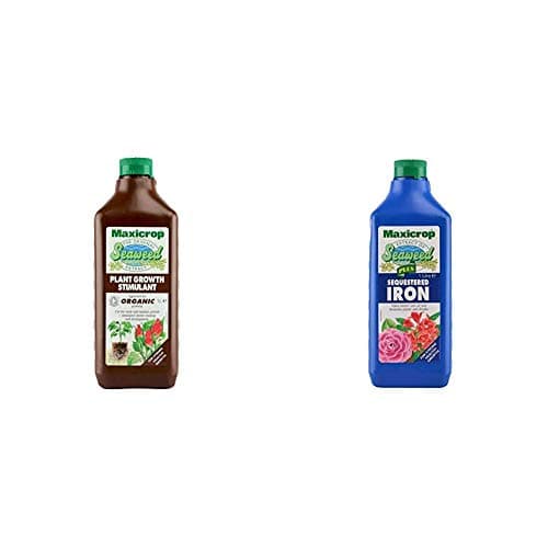 Image of Maxicrop POPGS61L Original Seaweed Extract, Organic Plant Growth Stimulant, 1L, Concentrate & PPSI61L Sequestered Iron, Natural Seaweed Extract Plus 2% Iron, 1L, Concentrate