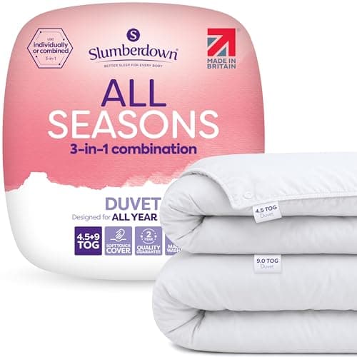 Image of Slumberdown All Seasons 3-in-1 Double Duvet - 4.5 Tog + 9 Tog Combi Quilt for Summer, Autumn & Winter | UK-Made, Soft Touch, Non-Allergenic & Machine Washable (200 x 200cm)