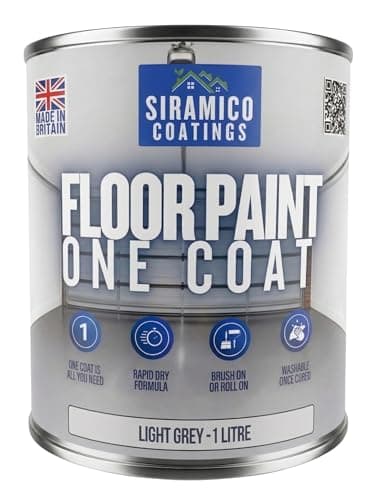 Image of SIRAMICO COATINGS One Coat Anti-Slip Floor Paint | 1 Litres | 5 Modern Colours I Waterbased, Quick Drying Formula | White, Black, Greys (Light Grey, 1 Liter)