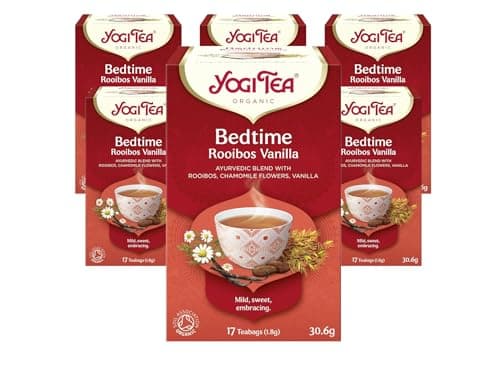 Image of Yogi Tea, Bedtime Rooibos Vanilla, Organic Herbal Tea, Blend of Rooibos, Chamomile Flowers and Vanilla, 6 Packs x 17 Tea Bags (102 Teabags Total)