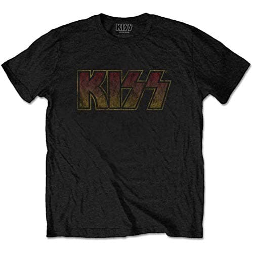 Image of Rockoff Trade Men's Kiss Classic Logo Vintage T - Shirt, Black (Black Black), Xx-Large