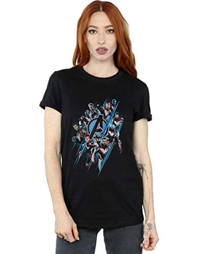 Image of Marvel Women's Avengers Endgame Logo Team Boyfriend Fit T-Shirt Black X-Large
