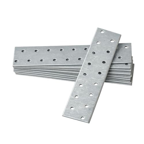 Image of OMIDEAS 10 x Flat Joining Plates (160 x 40 x 2) Connecting Perforated Metal Brace Bracket Timber Wood Fixing Galvanised Steel Repair Connector