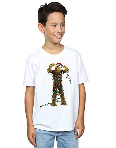 Image of Star Wars Boys Chewbacca Christmas Lights T-Shirt 9-11 Years White