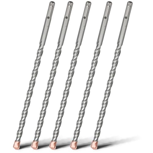 Image of HSAWBIT 5 PACK OF - 12mm x 260mm LONG SDS MASONRY DRILL BIT, TUNGSTEN CARBIDE TIP SDS PLUS SHANK, FOR WALL STONE CONCRETE BRICK