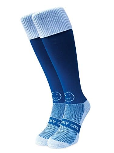Image of WackySox - Royal Blue with White Turnover Top Knee Length Sports Socks for Men and Women Rugby Socks Mens Socks Long Socks Suitable for Use as Football Running Rugby & Hockey Socks