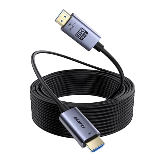 Image of BENFEI 8K HDMI 2.1 Fiber Optic Cable 30M - 8K@60Hz, 4K@240Hz, 48Gbps High Speed, In-Wall CL3 Rated, with eARC/Dynamic HDR/HDCP 2.3 - for PS5, Xbox, PC GPU, TV, Projector & Home Theater Systems