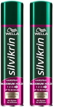 Image of Wella Silvikrin Maximum Hold Hairspray, 75ml (Pack of 2)