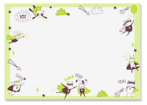 Image of SIGEL HO900 Paper Desk pad “Little Heroes”, A3, 80 g/m² FSC, Tear‑Off pad, Non-Slip | for Drawing, Writing and Crafts | Light Green, 30 Sheets