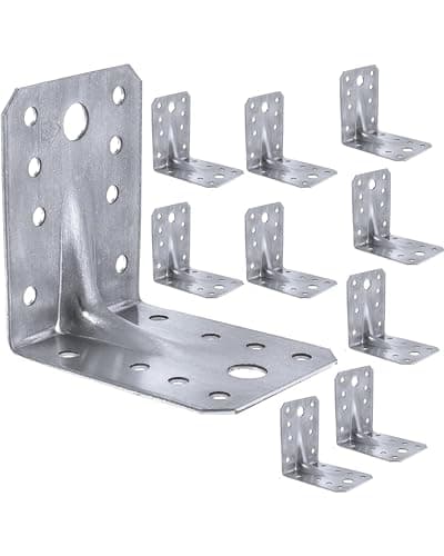 Image of LLB Angle Corner Brackets for Wood 70 x 70 x 55 x 1,5mm Pack of 10 - Galvanised Heavy Duty Steel L Braces with Maximum Load Capacity of 265kg and Zinc Coated Metal Joist Sheet