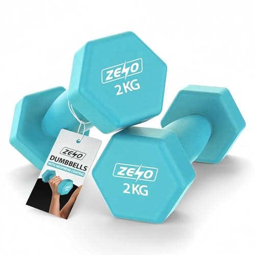 Image of ZENO Dumbbells Set Of 2 | Dumbbells for Women | Hexagon Neoprene Weights | Hand Weights for Women | Anti-Slip & Sweat Resistant Dumbells (2 X 2KG Teal)