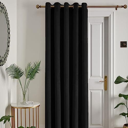 Image of Laurence Llewelyn-Bowen Montrose Velvet Curtain – Single Panel W66 x L84" (168x214cm) – Black Eyelet – Thermal & Soundproof – Luxury Drapes for Bedroom & Living Room – Soft Touch Fabric
