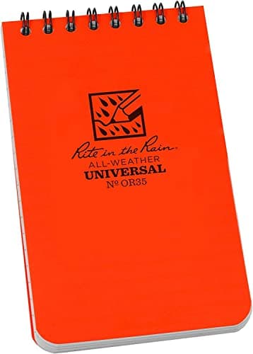 Image of Rite in the Rain Weatherproof Top Spiral Notebook, 3" x 5", Orange Cover, Universal Pattern (No. OR35)