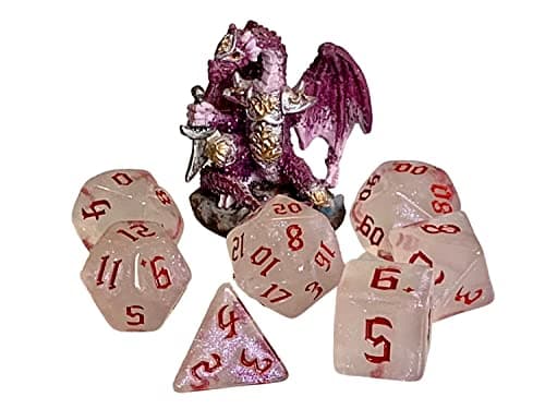 Image of Dice Compatible with Dungeons and Dragons DnD Poly Moonstone Opal Red for RPG Games Compatible with Dungeons and Dragons and Pathfinder great Gifts for RPG games