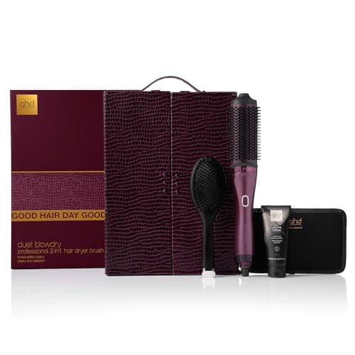 Image of ghd Duet Blowdry Limited Edition Gift Set - 2-in-1 Hair Dryer Brush in Cherry Chic, with Luxe Vanity Case, No Heat Damage