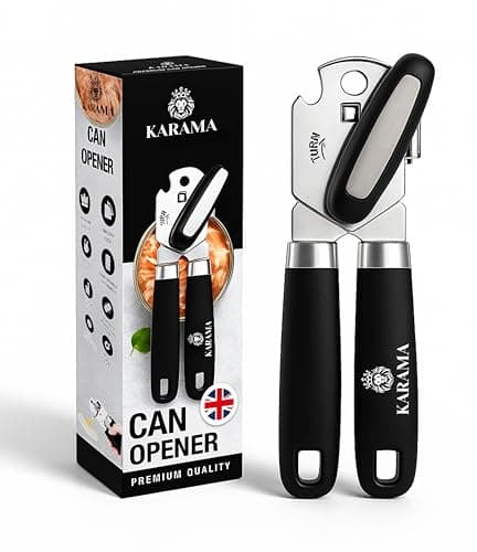 Image of Premium Can Opener - Heavy Duty Stainless Steel Can Opener with Magnetic Lid Lifter - Handheld Soft Grip - Sharp Cutting Blades with Multifunctional Bottle Opener - Tin Opener for Arthritis Hands