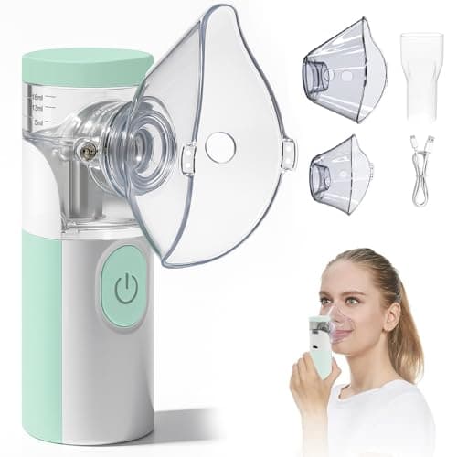 Image of Nebuliser Machine for Adults & Kids,Handheld Nebulizer with Charging Function,with 2 Masks and Mouthpiece, Handheld Nebulizer Easy to Use & Clean, Suit for Home & Travel (Mint Green)
