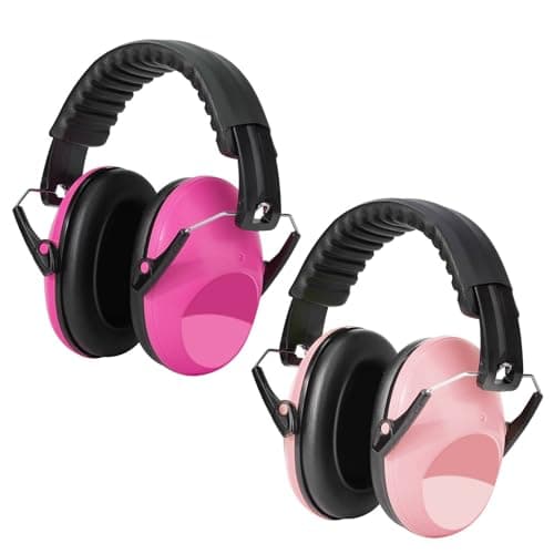 Image of Kriogor 2 Pack Ear Defenders Children,26dB SNR Noise Cancelling Headphones Hearing Protection Earmuffs,Soft Kids Ear Defenders Adjustable Adults Ear Protector (Pink+light Pink)