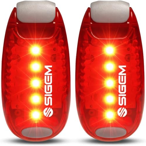 Image of SIGEM LED Safety Lights (2 Pack) + Extra Bonus Items, Clip on Flashing Strobe Light, High Visibility for Running Jogging Walking Cycling for Kids Dogs Bicycle Helmet Bike Tail light