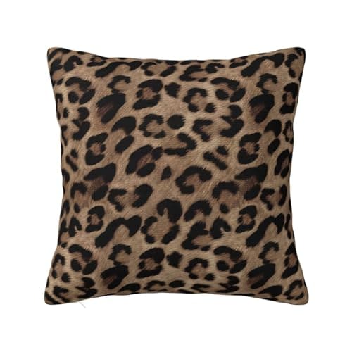 Image of GAAFOSIPH Soft Brown Cushion Covers Double Sided Abstract Leopard Decorative Throw Pillow Case 45x45 cm Pillowcases for Bed Sofa Couch Farm Garden Home Decorations 18x18 inch