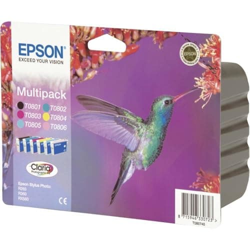 Image of Epson T0807 Hummingbird Genuine Multipack, 6-colours Claria Photo HD Ink Cartridges