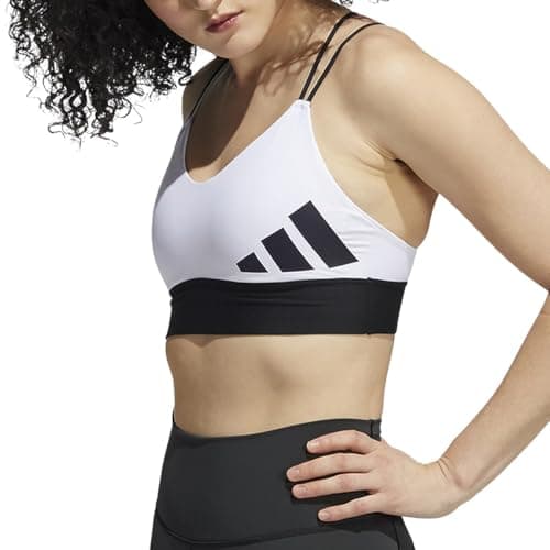 Image of Adidas Women's All Me Light-Support Training Bra, White/Black, XS