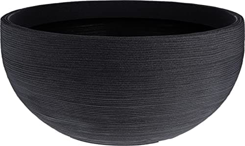 Image of Muddy Hands 60cm Extra Large Anthracite Chisel Effect Bowl Plant Pot Indoor Home Outdoor Garden Round Plastic Flower Planter Water Feature
