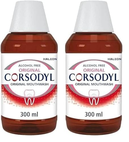 Image of Corsodyl Antibacterial Mouthwash, Original Alcohol Free, Prevents Gum Disease & Treats Bleeding Gums, 300 ml (Pack of 2)