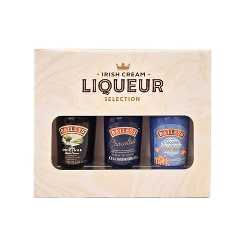 Image of Baileys Irish Cream Liqueur - 3 x 5cl The Original Irish Cream, Chocolate & Toffee Popcorn, in a beautiful gift pack, ideal Christmas or Birthday present. By Blue Tree Gifts.
